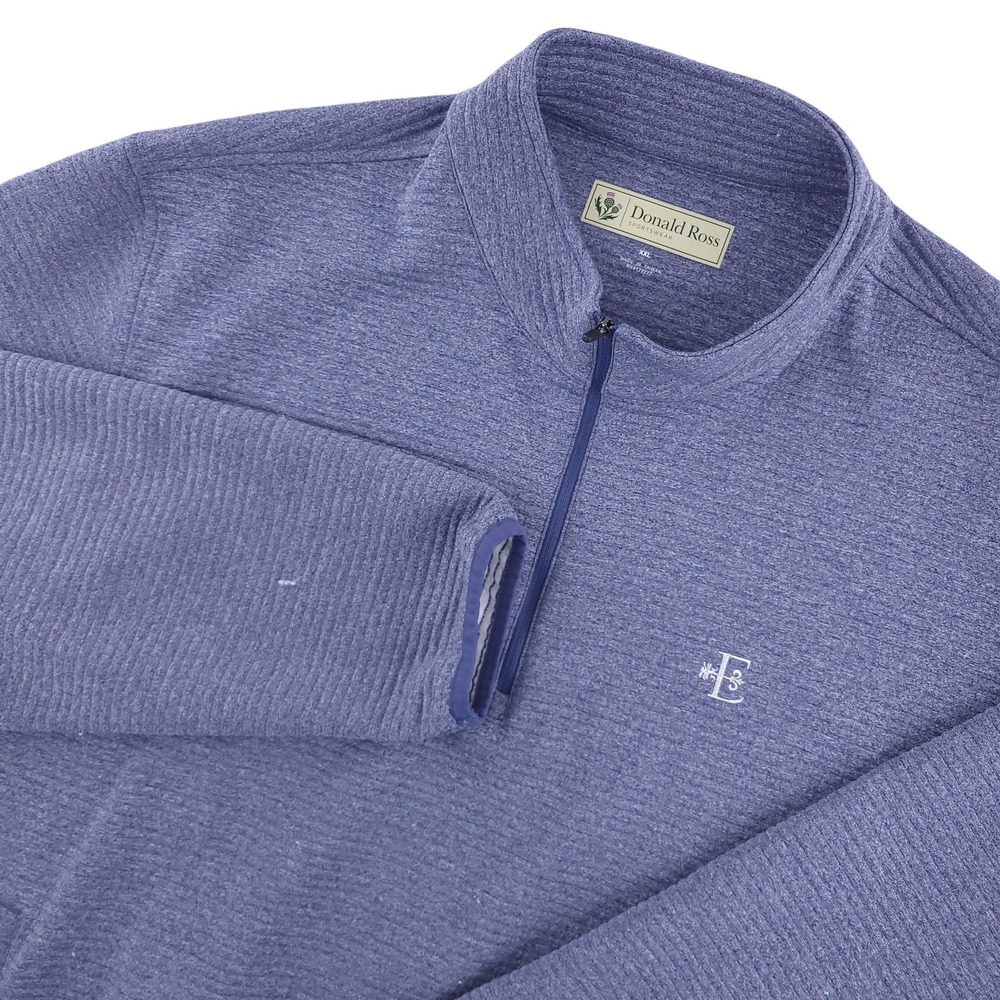 Donald Ross Pullover Sweater Mens 2XL Blue 1/4 Zip Long Sleeve‎ Golf Pockets